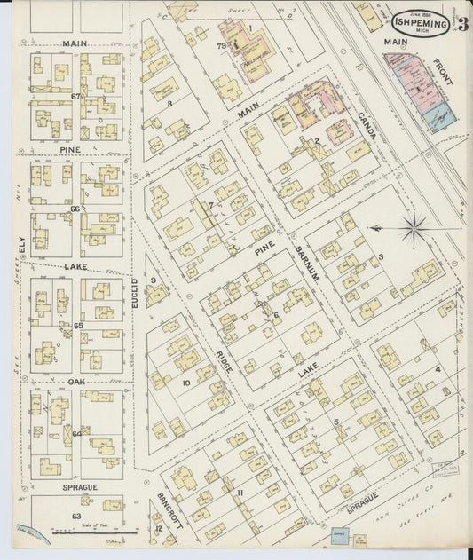 Sanborn Fire Insurance Map from Ishpeming, Marquette County, Michigan (1888), Sheet #0003 - Historic Sanborn Fire Insurance Map Print, vintage old map wall art, antique decor, genealogy gift, Michigan Michigan map