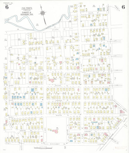 Sanborn Fire Insurance Map from Newport, New Castle County, Delaware (1937), Sheet #0006 - Complete Map Set gallery image, historic Sanborn map, vintage wall art, Delaware Delaware