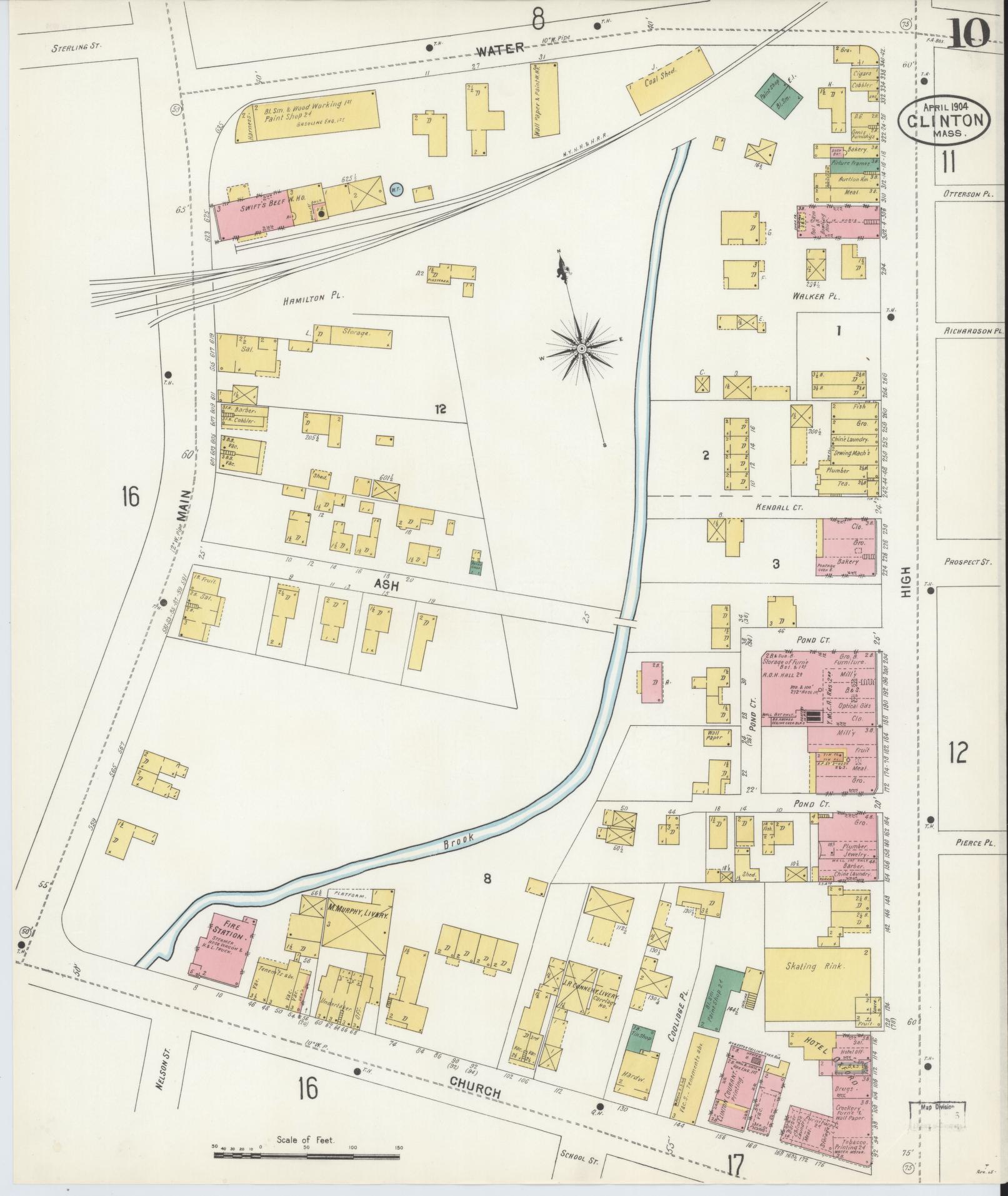 Sanborn Fire Insurance Map from Clinton, Worcester County, Massachusetts (1904), Sheet #0010 - Complete Map Set gallery image, historic Sanborn map, vintage wall art, Massachusetts Massachusetts