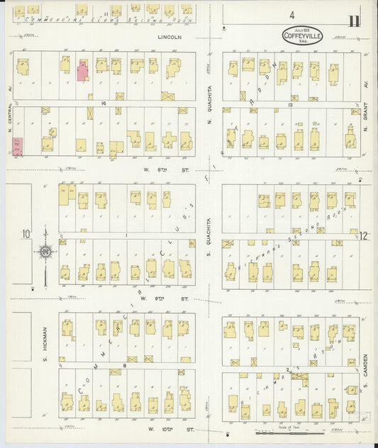 Sanborn Fire Insurance Map from Coffeyville, Montgomery County, Kansas (1913), Sheet #0011 - Historic Sanborn Fire Insurance Map Print, vintage old map wall art, antique decor, genealogy gift, Kansas Kansas map