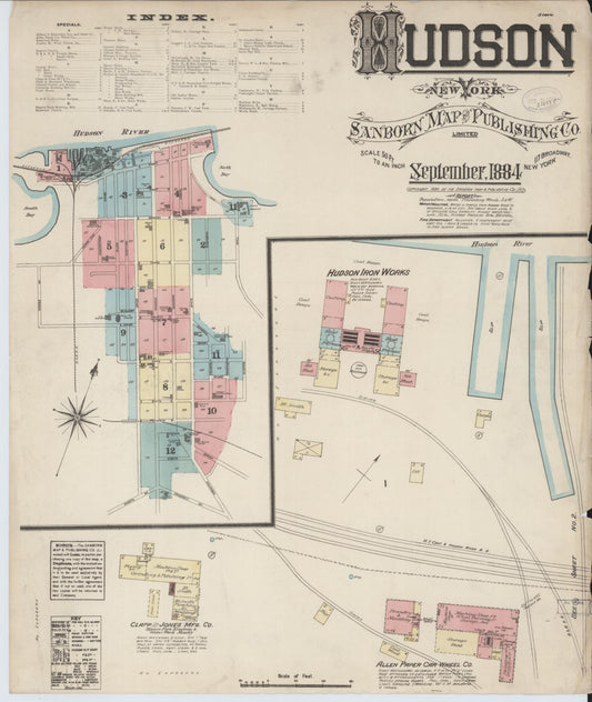 Sanborn Fire Insurance Map from Hudson, Columbia County, New York. (1884) – Historic Sanborn Fire Insurance Map Print