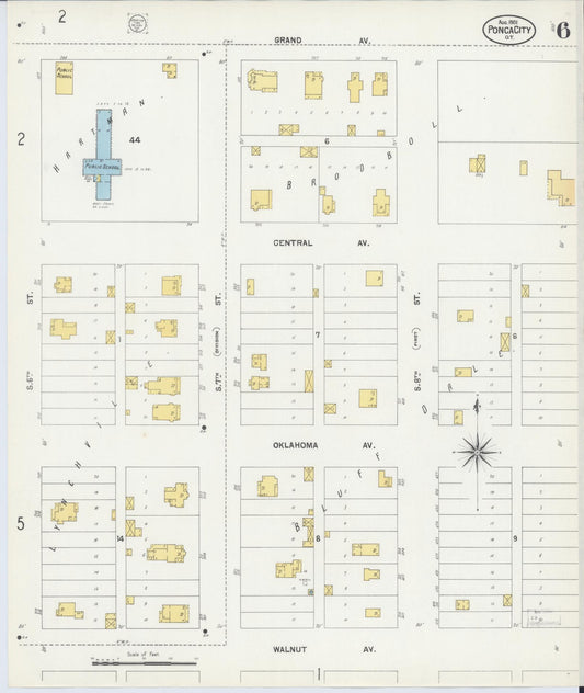 Sanborn Fire Insurance Map from Ponca City, Kay County, Oklahoma (1901), Sheet #0006 - Historic Sanborn Fire Insurance Map Print, vintage old map wall art, antique decor, genealogy gift, Oklahoma Oklahoma map