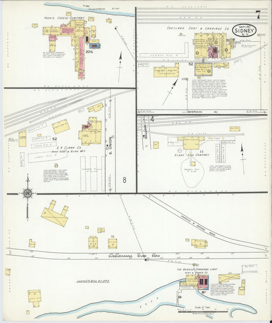 Sanborn Fire Insurance Map from Sidney, Delaware County, New York (1917), Sheet #0007 - Historic Sanborn Fire Insurance Map Print, vintage old map wall art, antique decor, genealogy gift, New York New York map