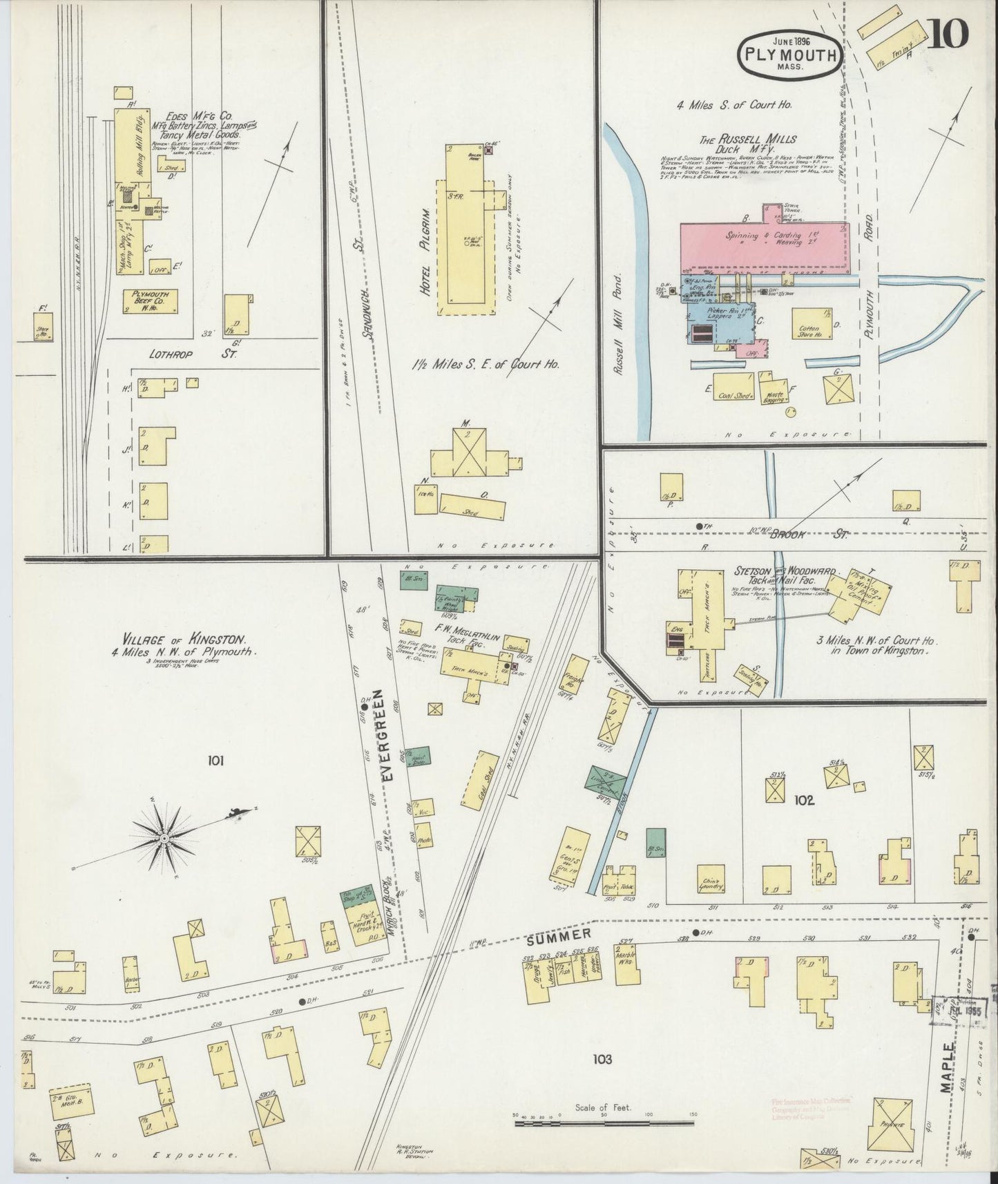Sanborn Fire Insurance Map from Plymouth, Plymouth County, Massachusetts (1896), Sheet #0010 - Complete Map Set gallery image, historic Sanborn map, vintage wall art, Massachusetts Massachusetts