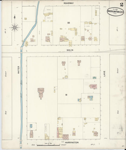 Sanborn Fire Insurance Map from American Fork, Utah County, Utah (1890), Sheet #0002 - Complete Map Set gallery image, historic Sanborn map, vintage wall art, American Fork Utah