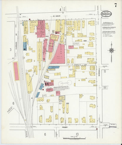 Sanborn Fire Insurance Map from Norwich, Chenango County, New York (1917), Sheet #0007 - Historic Sanborn Fire Insurance Map Print, vintage old map wall art, antique decor, genealogy gift, New York New York map