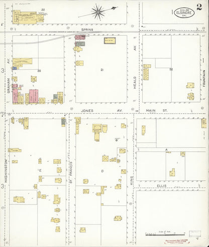 Sanborn Fire Insurance Map from Elsinore, Riverside County, California (1907), Sheet #0002 - Historic Sanborn Fire Insurance Map Print, vintage old map wall art, antique decor, genealogy gift, California California map