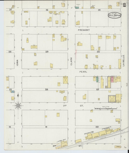 Sanborn Fire Insurance Map from Dell Rapids, Minnehaha County, South Dakota (1893), Sheet #0002 - Historic Sanborn Fire Insurance Map Print, vintage old map wall art, antique decor, genealogy gift, South Dakota South Dakota map