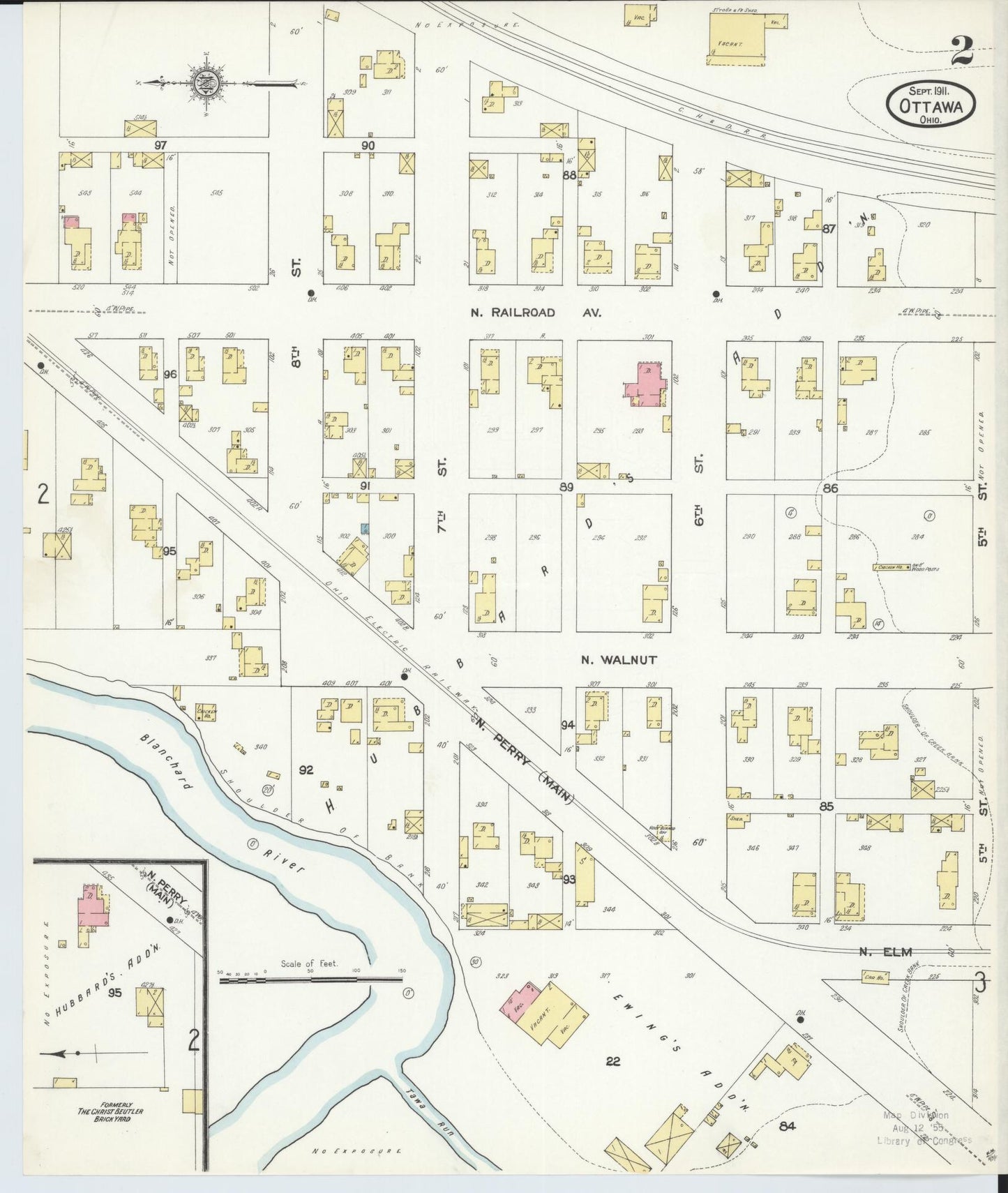 Sanborn Fire Insurance Map from Ottawa, Putnam County, Ohio (1911), Sheet #0002 - Complete Map Set gallery image, historic Sanborn map, vintage wall art, Ohio Ohio