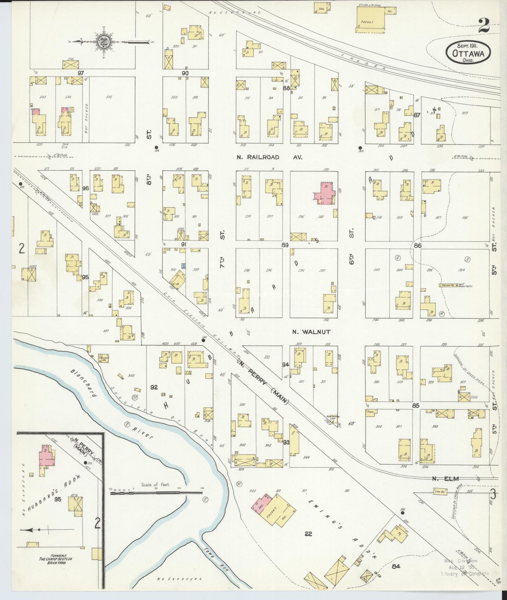 Sanborn Fire Insurance Map from Ottawa, Putnam County, Ohio (1911), Sheet #0002 - Complete Map Set gallery image, historic Sanborn map, vintage wall art, Ohio Ohio