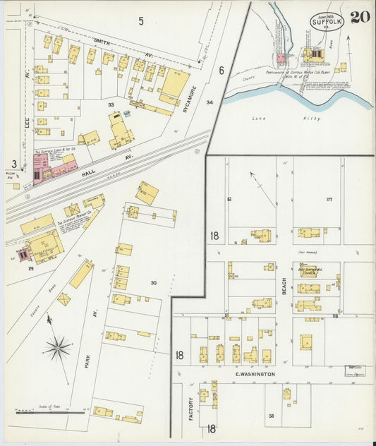 Sanborn Fire Insurance Map from Suffolk, Independent Cities, Virginia (1903), Sheet #0020 - Historic Sanborn Fire Insurance Map Print, vintage old map wall art, antique decor, genealogy gift, Virginia Virginia map