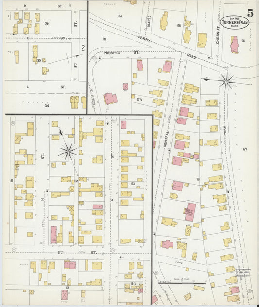 Sanborn Fire Insurance Map from Turners Falls, Franklin County, Massachusetts (1902), Sheet #0005 - Historic Sanborn Fire Insurance Map Print, vintage old map wall art, antique decor, genealogy gift, Massachusetts Massachusetts map