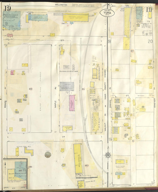 Sanborn Fire Insurance Map from Yuma, Yuma County, Arizona (1948), Sheet #0019 - Historic Sanborn Fire Insurance Map Print, vintage old map wall art, antique decor, genealogy gift, Arizona Arizona map