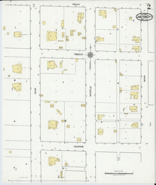 Sanborn Fire Insurance Map from Junction City, Union County, Arkansas (1921), Sheet #0002 - Historic Sanborn Fire Insurance Map Print, vintage old map wall art, antique decor, genealogy gift, Arkansas Arkansas map
