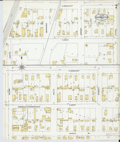 Sanborn Fire Insurance Map from Iron Mountain, Dickinson County, Michigan (1904), Sheet #0007 - Complete Map Set gallery image, historic Sanborn map, vintage wall art, Michigan Michigan