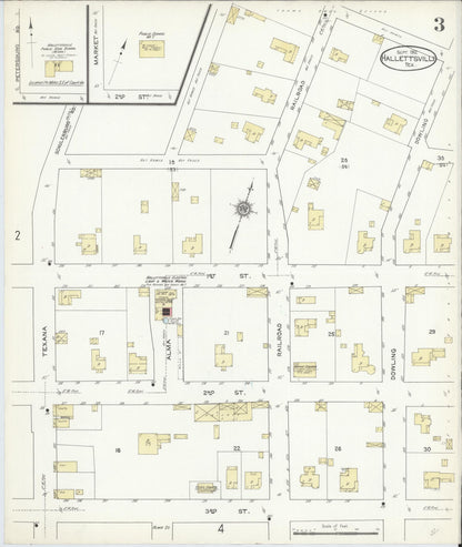 Sanborn Fire Insurance Map from Hallettsville, Lavaca County, Texas (1912), Sheet #0003 - Historic Sanborn Fire Insurance Map Print, vintage old map wall art, antique decor, genealogy gift, Texas Texas map