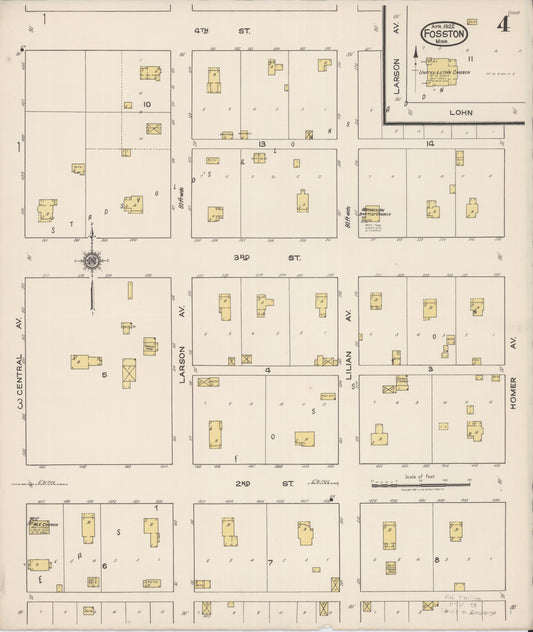 Sanborn Fire Insurance Map from Fosston, Polk County, Minnesota (1922), Sheet #0004 - Historic Sanborn Fire Insurance Map Print, vintage old map wall art, antique decor, genealogy gift, Minnesota Minnesota map