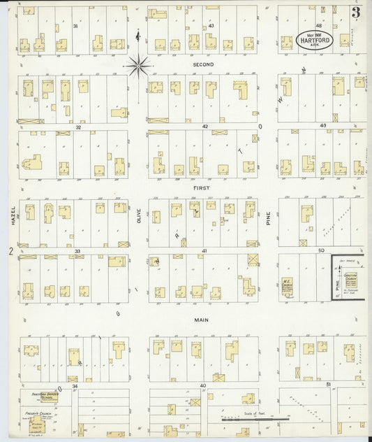 Sanborn Fire Insurance Map from Hartford, Sebastian County, Arkansas (1908), Sheet #0003 - Historic Sanborn Fire Insurance Map Print, vintage old map wall art, antique decor, genealogy gift, Arkansas Arkansas map