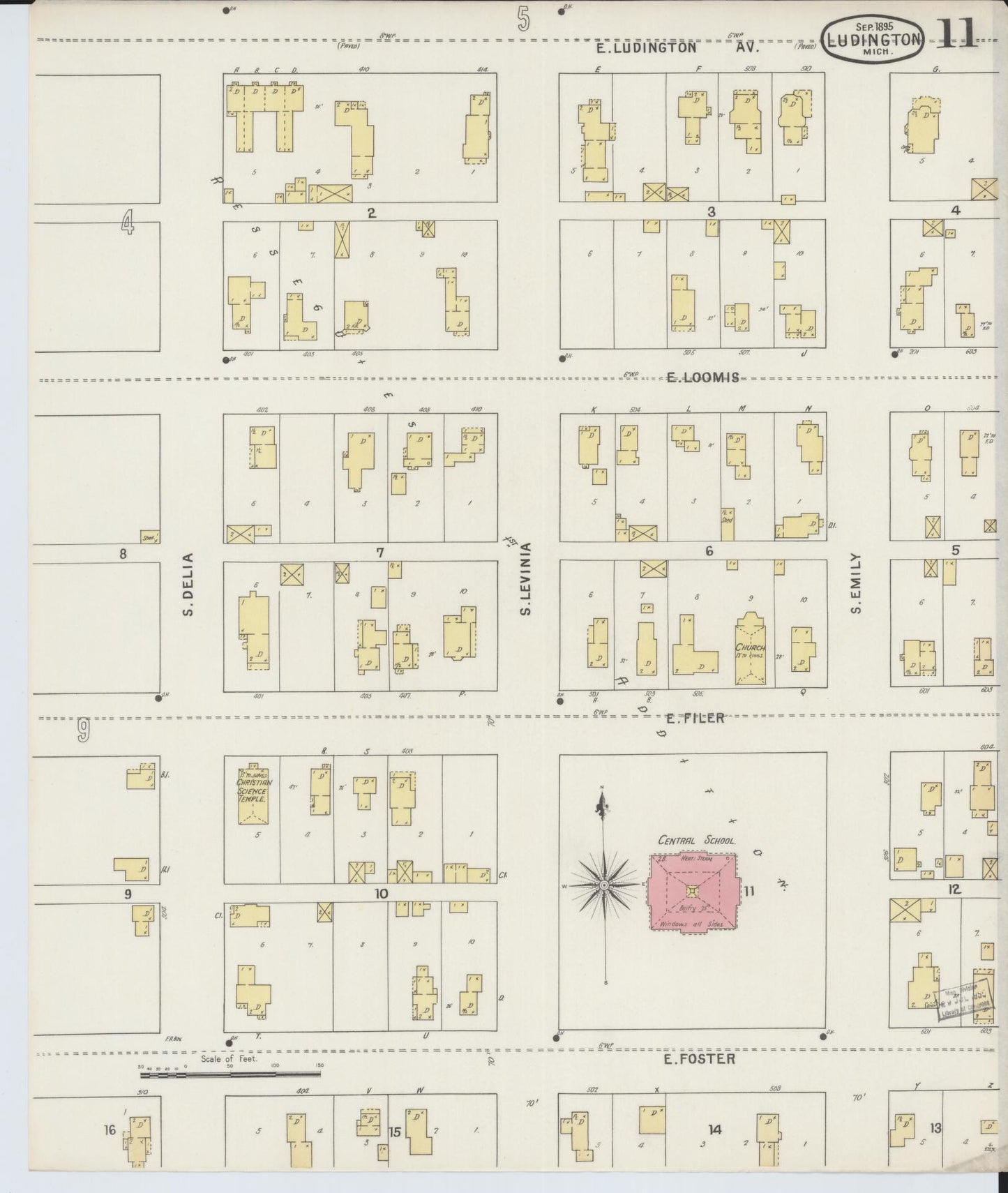 Sanborn Fire Insurance Map from Ludington, Mason County, Michigan (1895), Sheet #0011 - Complete Map Set gallery image, historic Sanborn map, vintage wall art, Michigan Michigan