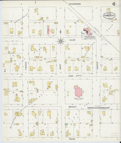 Sanborn Fire Insurance Map from Farmer City, De Witt County, Illinois (1898), Sheet #0004 - Historic Sanborn Fire Insurance Map Print, vintage old map wall art, antique decor, genealogy gift, Illinois Illinois map