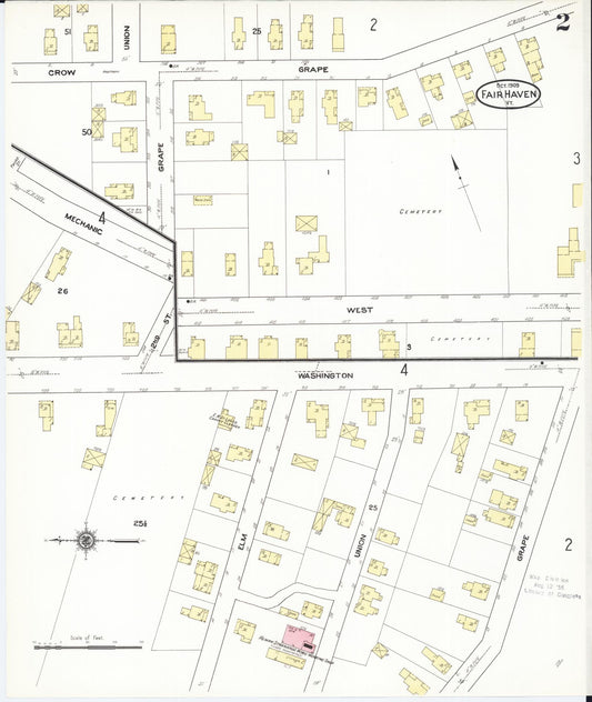 Sanborn Fire Insurance Map from Fair Haven, Rutland County, Vermont (1909), Sheet #0002 - Historic Sanborn Fire Insurance Map Print, vintage old map wall art, antique decor, genealogy gift, Vermont Vermont map