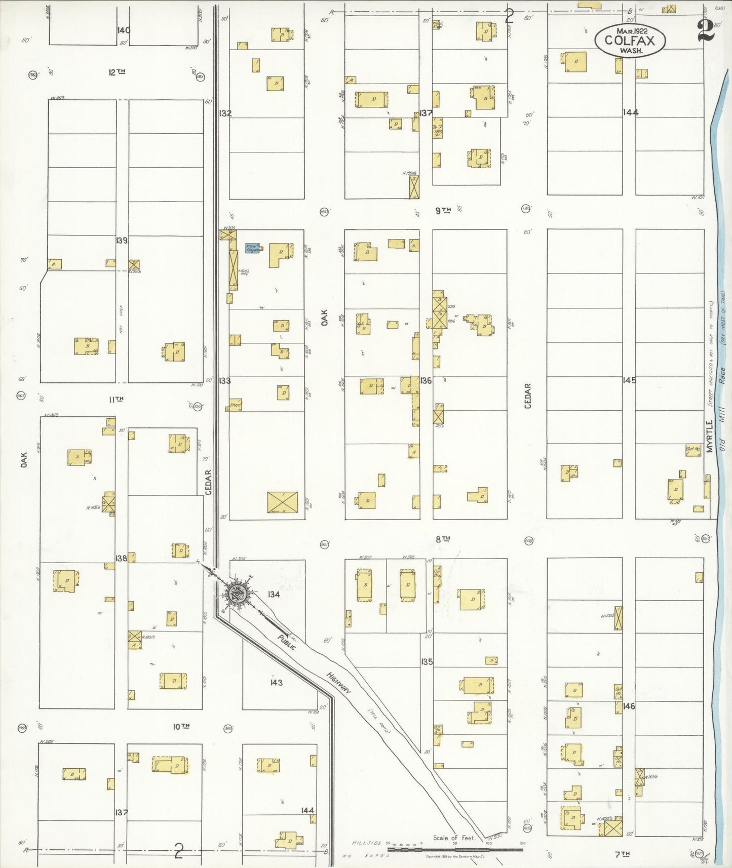 Sanborn Fire Insurance Map from Colfax, Whitman County, Washington (1922), Sheet #0002 - Complete Map Set gallery image, historic Sanborn map, vintage wall art, Washington Washington