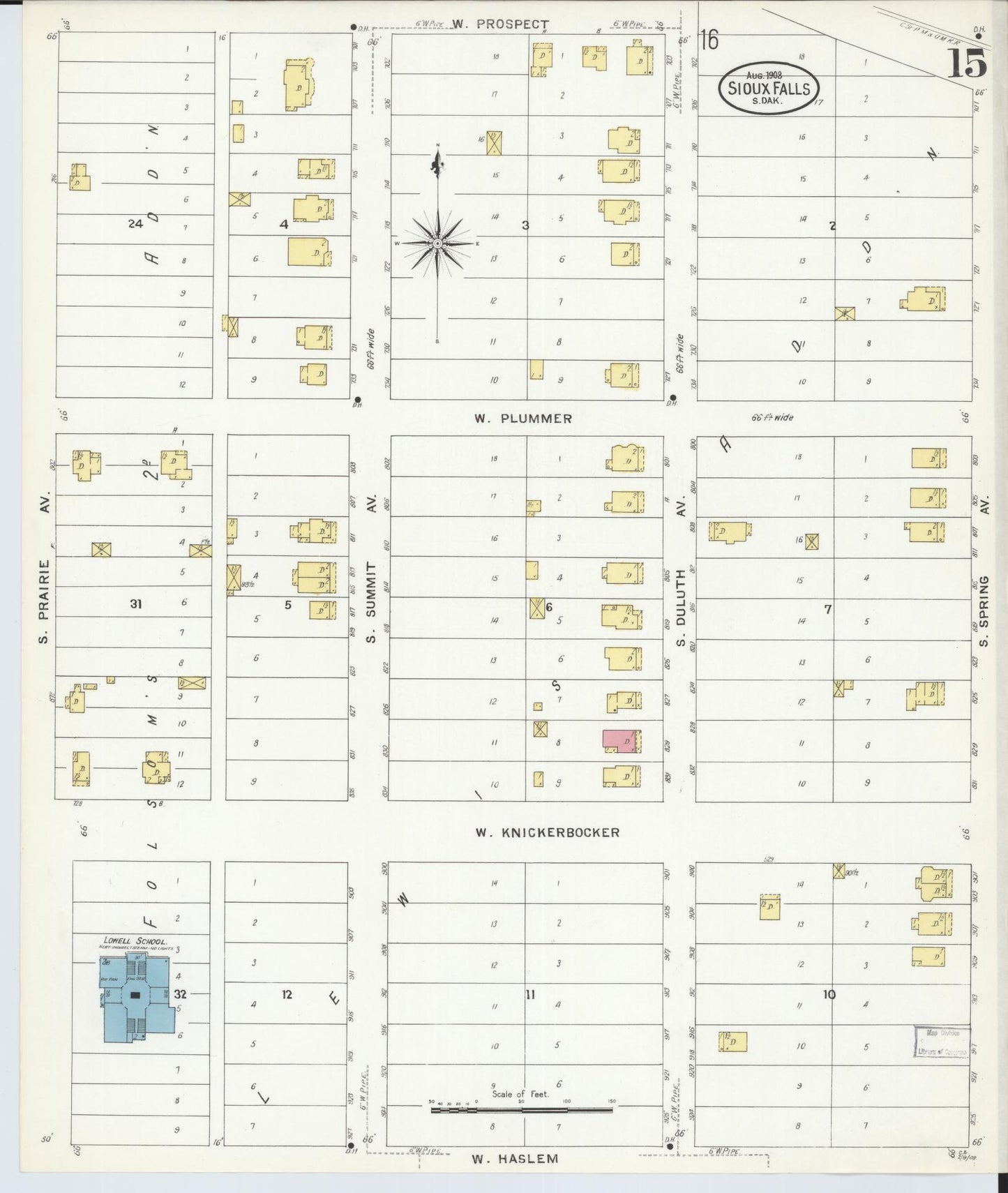Sanborn Fire Insurance Map from Sioux Falls, Minnehaha County, South Dakota (1908), Sheet #0015 - Complete Map Set gallery image, historic Sanborn map, vintage wall art, South Dakota South Dakota