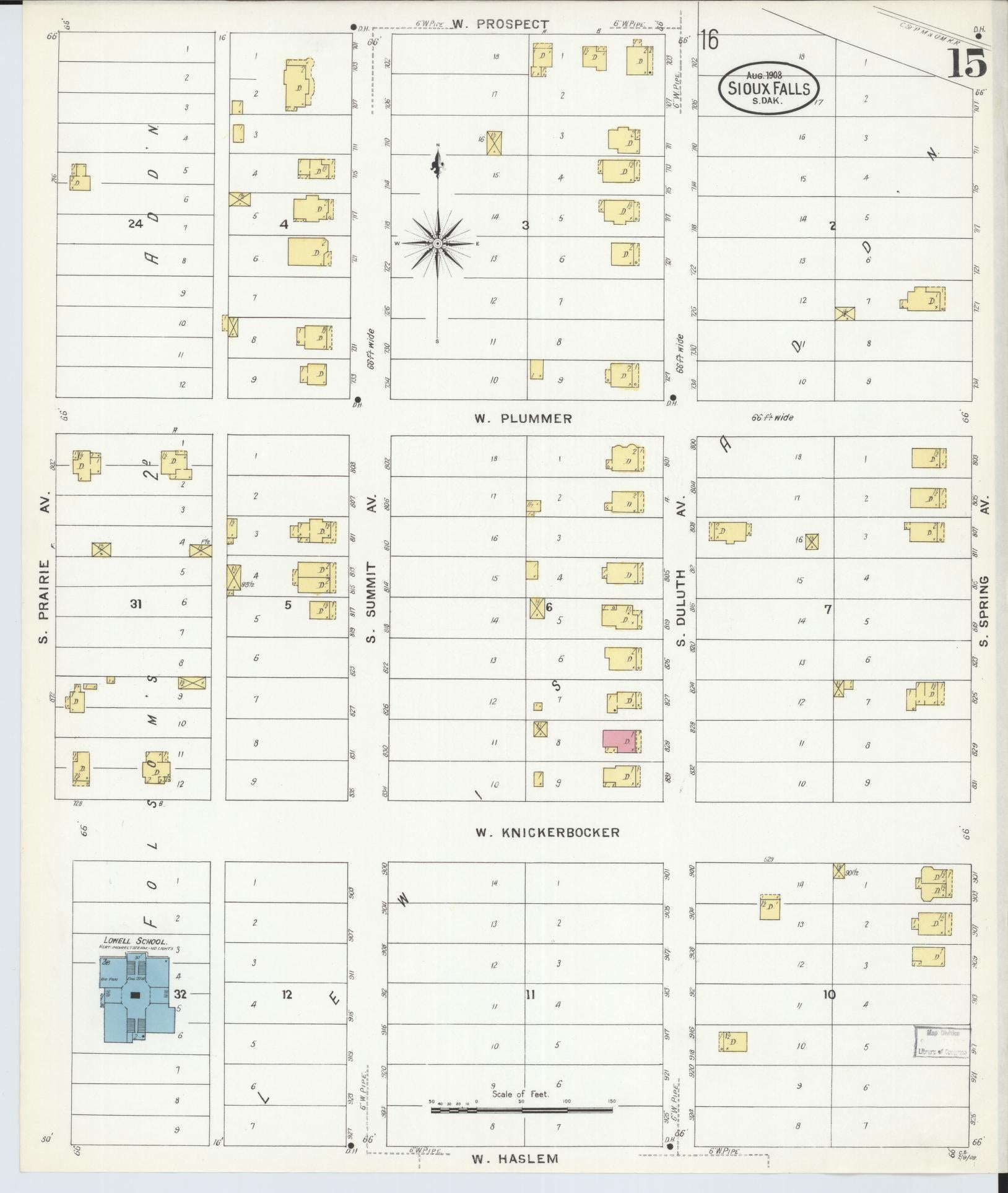 Sanborn Fire Insurance Map from Sioux Falls, Minnehaha County, South Dakota (1908), Sheet #0015 - Complete Map Set gallery image, historic Sanborn map, vintage wall art, South Dakota South Dakota
