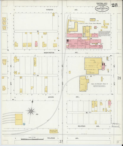 Sanborn Fire Insurance Map from Huntington, Cabell County, West Virginia (1904), Sheet #0028 - Complete Map Set gallery image, historic Sanborn map, vintage wall art, West Virginia West Virginia