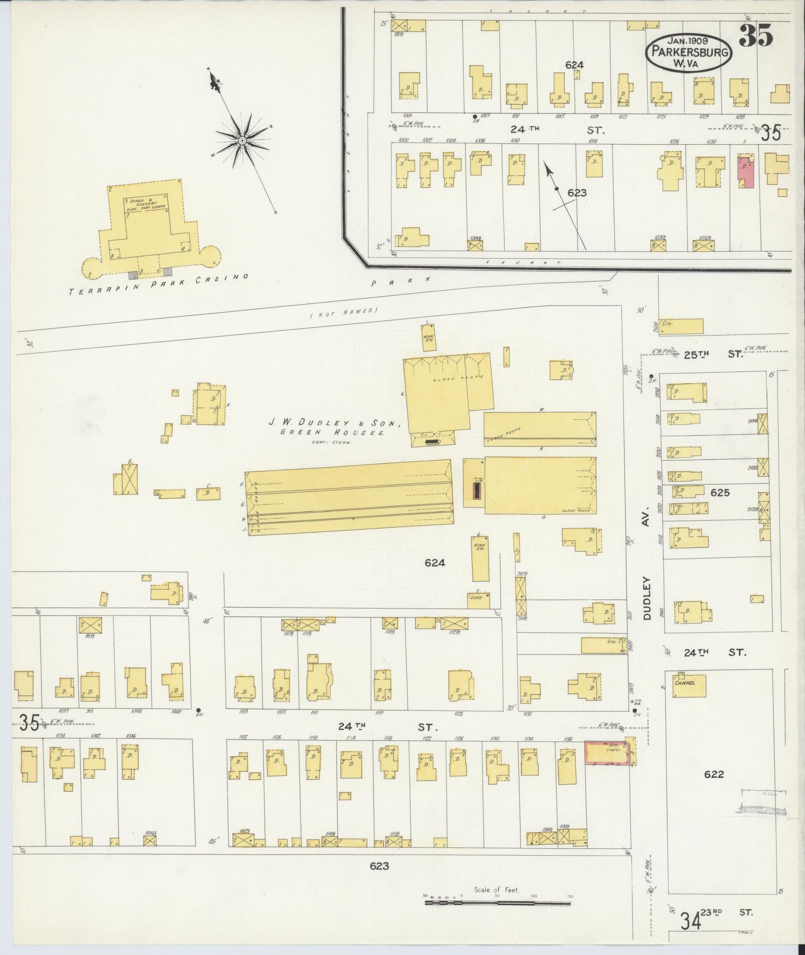 Sanborn Fire Insurance Map from Parkersburg, Wood County, West Virginia (1909), Sheet #0035 - Complete Map Set gallery image, historic Sanborn map, vintage wall art, West Virginia West Virginia