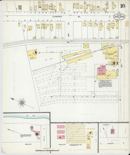 Sanborn Fire Insurance Map from Ashland, Boyd County, Kentucky (1901), Sheet #0016 - Complete Map Set gallery image, historic Sanborn map, vintage wall art, Kentucky Kentucky