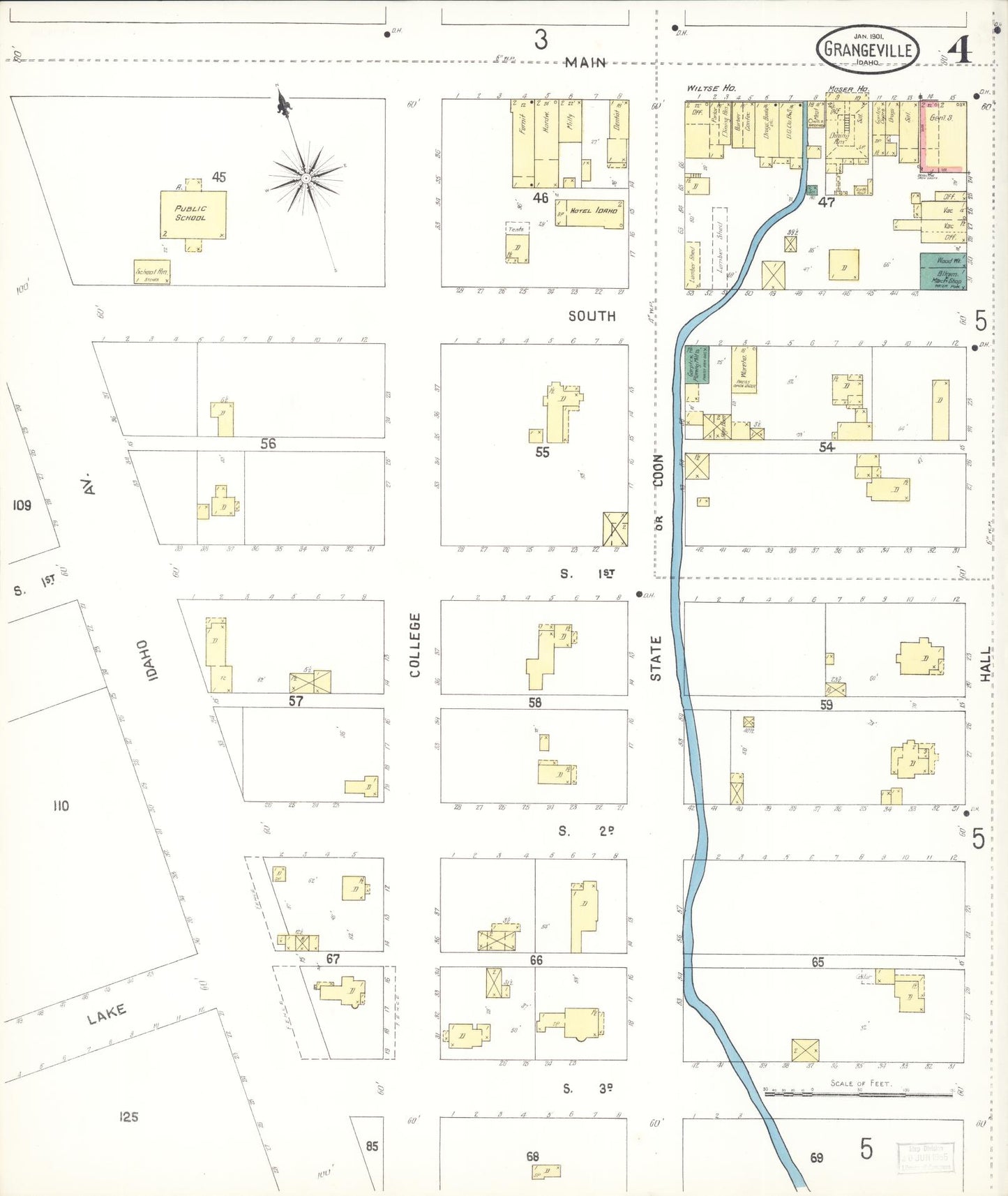 Sanborn Fire Insurance Map from Grangeville, Idaho County, Idaho (1901), Sheet #0004 - Complete Map Set gallery image, historic Sanborn map, vintage wall art, Grangeville Idaho
