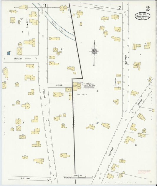 Sanborn Fire Insurance Map from Rushford, Allegany County, New York (1912), Sheet #0002 - Historic Sanborn Fire Insurance Map Print, vintage old map wall art, antique decor, genealogy gift, New York New York map