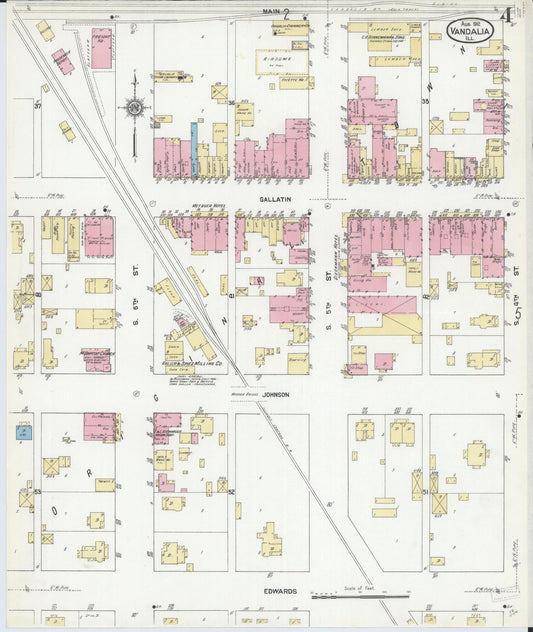 Sanborn Fire Insurance Map from Vandalia, Fayette County, Illinois (1912), Sheet #0004 - Historic Sanborn Fire Insurance Map Print, vintage old map wall art, antique decor, genealogy gift, Illinois Illinois map