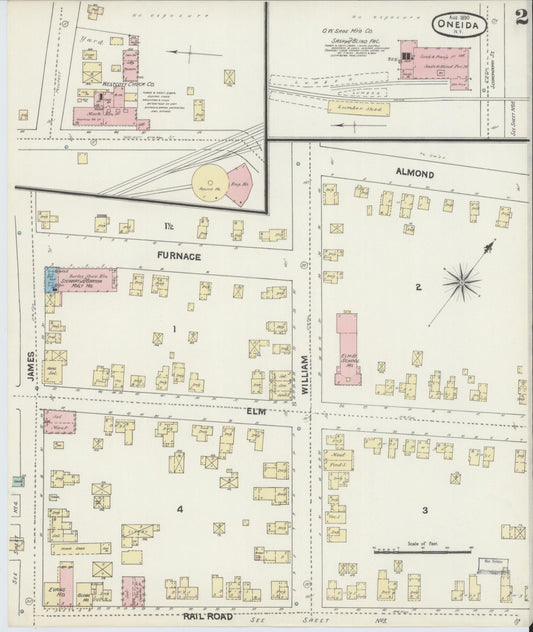 Sanborn Fire Insurance Map from Oneida, Madison County, New York (1890), Sheet #0002 - Complete Map Set gallery image, historic Sanborn map, vintage wall art, New York New York