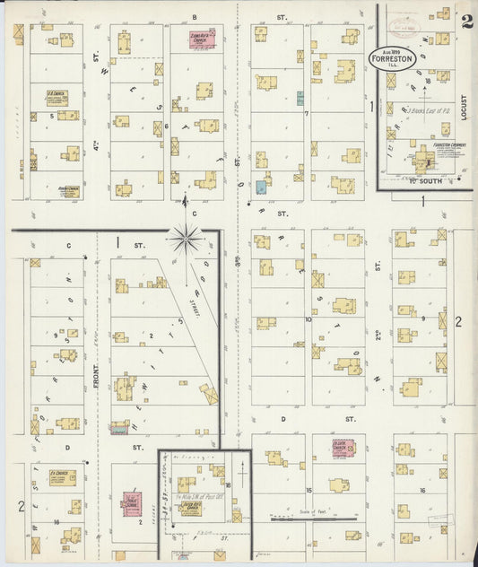 Sanborn Fire Insurance Map from Forreston, Ogle County, Illinois (1899), Sheet #0002 - Historic Sanborn Fire Insurance Map Print, vintage old map wall art, antique decor, genealogy gift, Illinois Illinois map