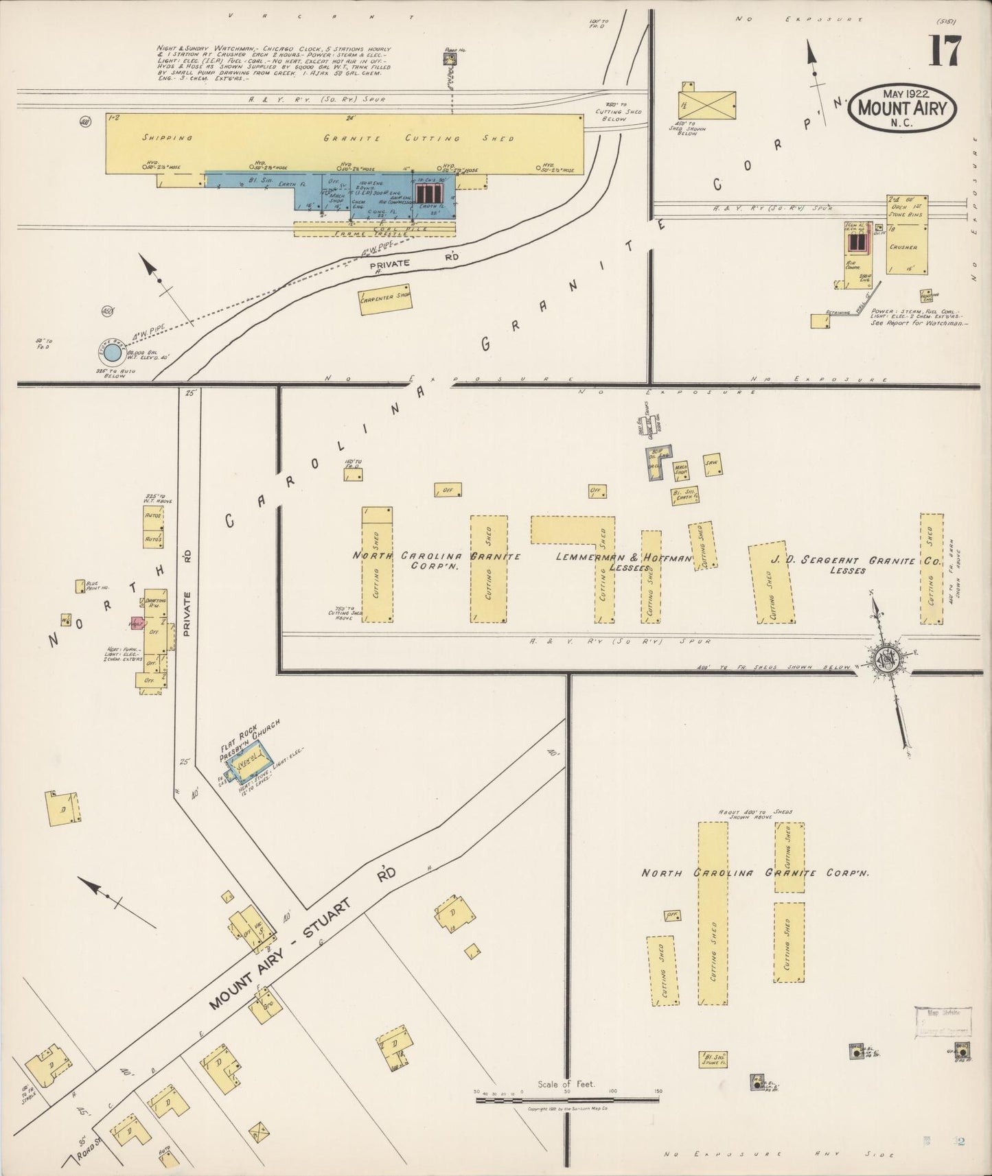 Sanborn Fire Insurance Map from Mount Airy, Surry County, North Carolina (1922), Sheet #0017 - Complete Map Set gallery image, historic Sanborn map, vintage wall art, North Carolina North Carolina