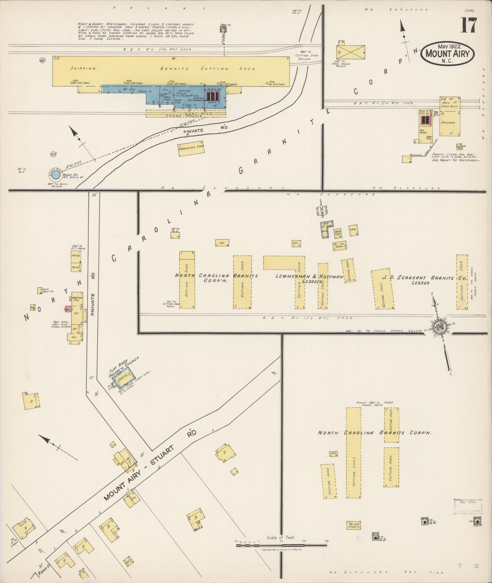 Sanborn Fire Insurance Map from Mount Airy, Surry County, North Carolina (1922), Sheet #0017 - Complete Map Set gallery image, historic Sanborn map, vintage wall art, North Carolina North Carolina