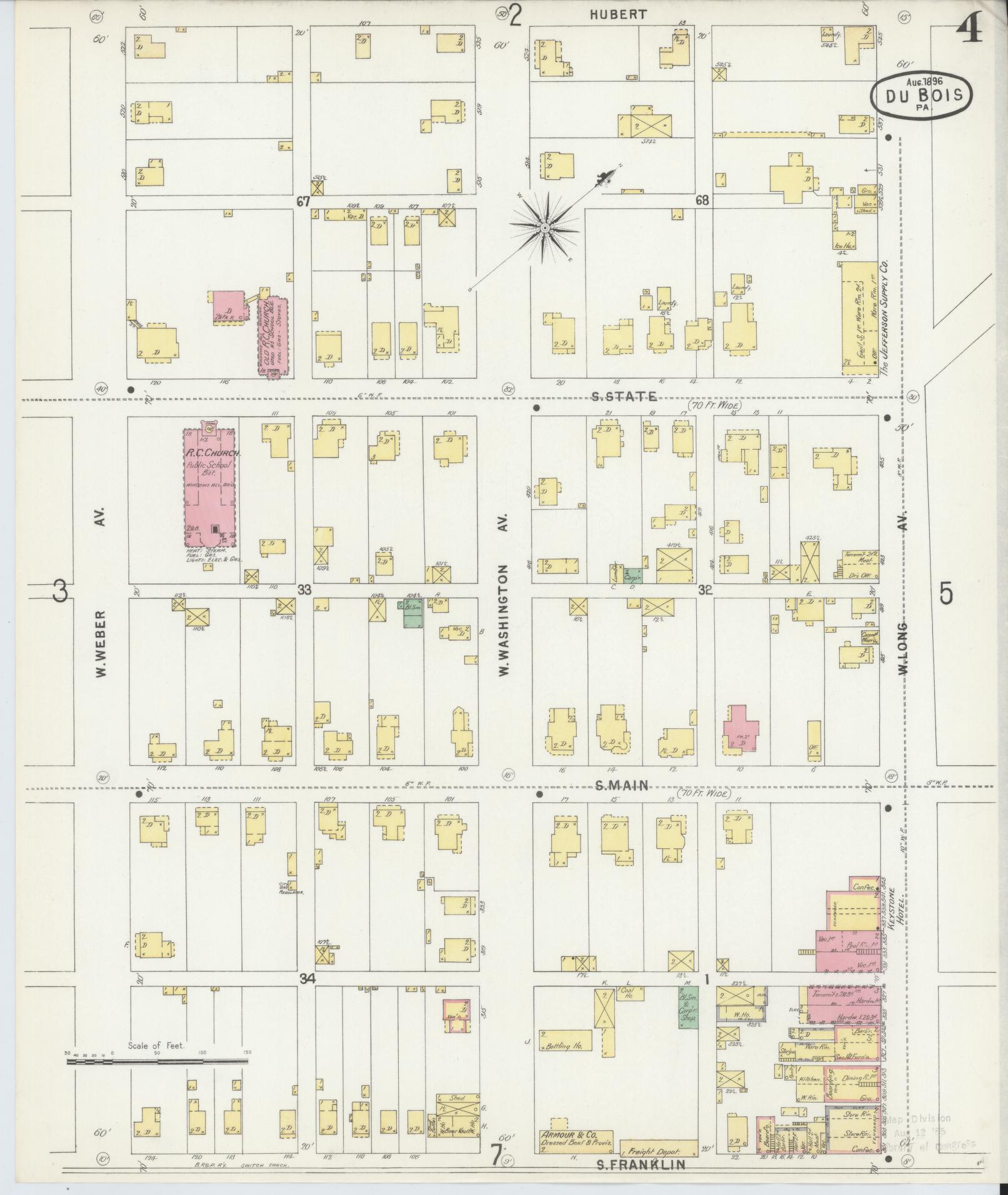 Sanborn Fire Insurance Map from Du Bois, Clearfield County, Pennsylvania (1896), Sheet #0004 - Historic Sanborn Fire Insurance Map Print, vintage old map wall art, antique decor, genealogy gift, Pennsylvania Pennsylvania map