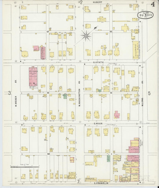 Sanborn Fire Insurance Map from Du Bois, Clearfield County, Pennsylvania (1896), Sheet #0004 - Historic Sanborn Fire Insurance Map Print, vintage old map wall art, antique decor, genealogy gift, Pennsylvania Pennsylvania map
