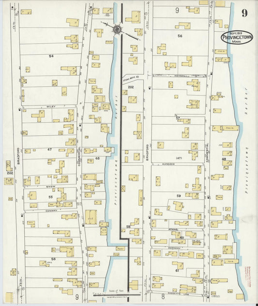 Sanborn Fire Insurance Map from Provincetown, Barnstable County, Massachusetts (1919), Sheet #0009 - Historic Sanborn Fire Insurance Map Print, vintage old map wall art, antique decor, genealogy gift, Massachusetts Massachusetts map