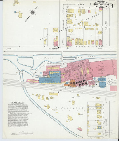 Sanborn Fire Insurance Map from West Carrollton, Montgomery County, Ohio (1918), Sheet #0004 - Historic Sanborn Fire Insurance Map Print, vintage old map wall art, antique decor, genealogy gift, Ohio Ohio map
