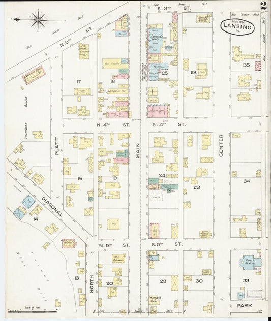 Sanborn Fire Insurance Map from Lansing, Allamakee County, Iowa (1886), Sheet #0002 - Historic Sanborn Fire Insurance Map Print, vintage old map wall art