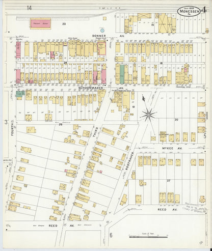 Sanborn Fire Insurance Map from Monessen, Westmoreland County, Pennsylvania (1908), Sheet #0004 - Complete Map Set gallery image, historic Sanborn map, vintage wall art, Pennsylvania Pennsylvania