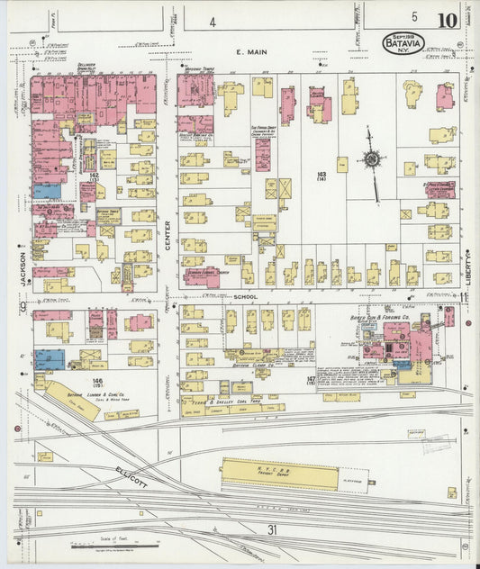 Sanborn Fire Insurance Map from Batavia, Genesee County, New York (1919), Sheet #0010 - Historic Sanborn Fire Insurance Map Print, vintage old map wall art, antique decor, genealogy gift, New York New York map