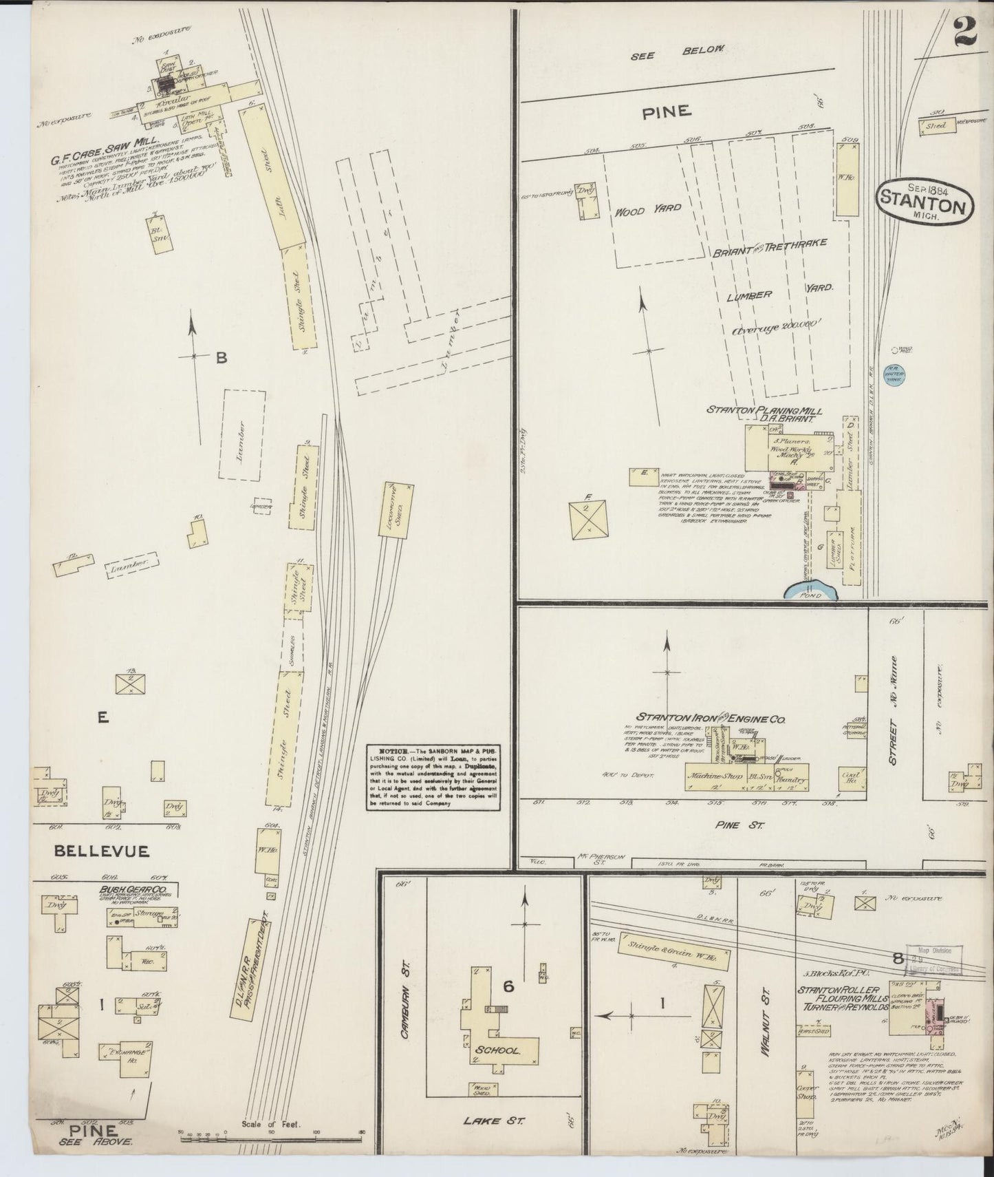 Sanborn Fire Insurance Map from Stanton, Montcalm County, Michigan (1884), Sheet #0002 - Complete Map Set gallery image, historic Sanborn map, vintage wall art, Michigan Michigan