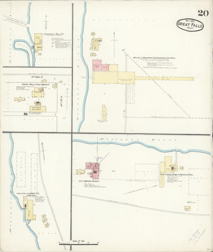 Sanborn Fire Insurance Map from Great Falls, Cascade County, Montana (1891), Sheet #0020 - Complete Map Set gallery image, historic Sanborn map, vintage wall art, Montana Montana