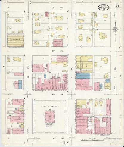 Sanborn Fire Insurance Map from Fairbury, Jefferson County, Nebraska (1912), Sheet #0005 - Complete Map Set gallery image, historic Sanborn map, vintage wall art, Nebraska Nebraska