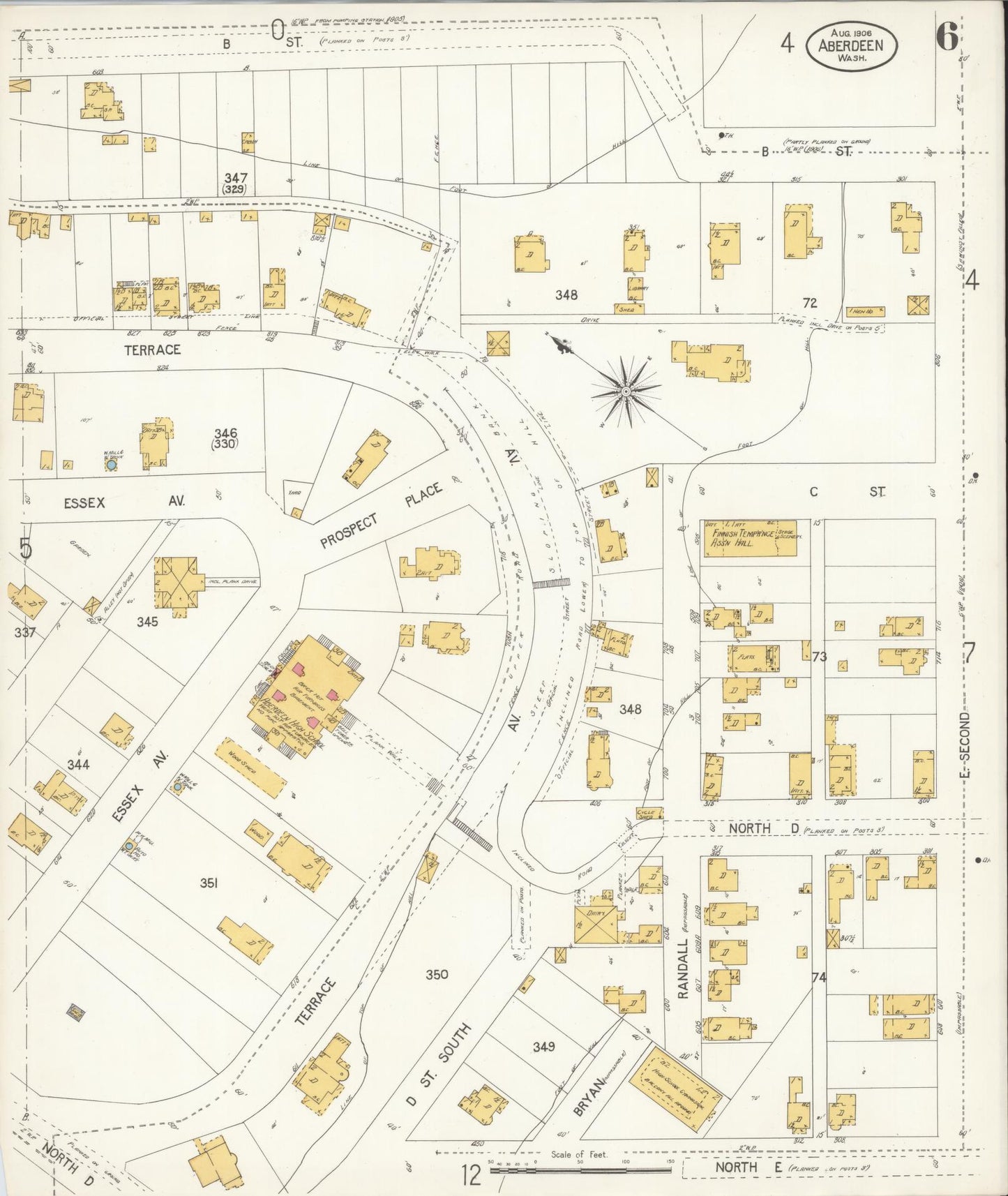 Sanborn Fire Insurance Map from Aberdeen, Grays Harbor County, Washington (1906), Sheet #0006 - Complete Map Set gallery image, historic Sanborn map, vintage wall art, Washington Washington