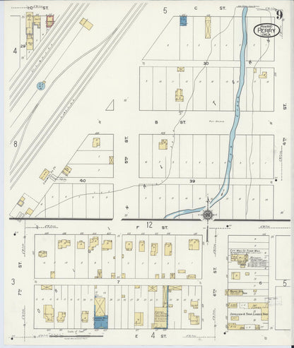 Sanborn Fire Insurance Map from Perry, Noble County, Oklahoma (1920), Sheet #0009 - Complete Map Set gallery image, historic Sanborn map, vintage wall art, Oklahoma Oklahoma